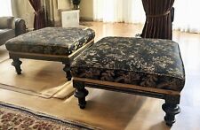 Pair Of Victorian Ebonised Robert Weston Liverpool Foot Stools