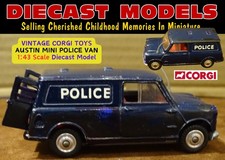 VINTAGE CORGI AUSTIN MINI POLICE DOGS VAN; OLD UK MADE 1:43 SCALE DIECAST MODEL