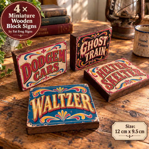 Fairground wooden block signs - fairground,