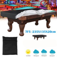 7Ft Billiard Pool Table Covers Waterproof Outdoor Indoor 210D Polyester Black