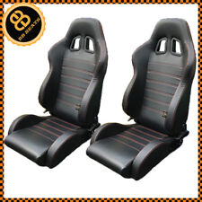 Pair JDM Style BB4 Reclining Tilting Universal Bucket Sports Seats Black / Red 