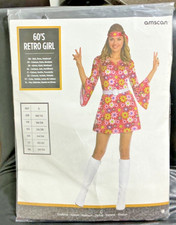 Fancy Dress Women's 60's Retro Girl Costume Size 8/10 Pink Floral Amscan 