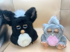 Furby Hasbro 2005 Bundle Charcoal Black Fur Blue Eyes & Grey Pink Baby FAULTY