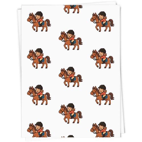 Horse riding girl gift wrap - riding,