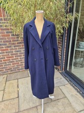 ASTRAKA VINTAGE Women's Navy Wool Blend Coat  Size 14 - Fully Lined Button Close