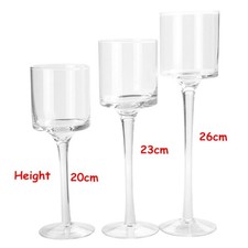 Set of 3 Tall Clear Glass