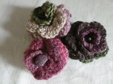 Hand Crochet Hair Clip Flowers X 3 Unused (Made in Scottish Highlands)