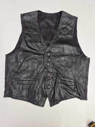 Vintage leather waistcoat - , 44"