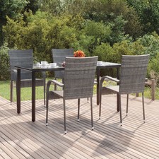 Garden Dining Set Grey PE