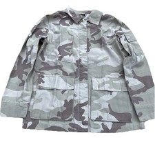 Topshop Khaki Camouflage Cargo Shirt Jacket Collared Oversized Size 6 8 Petite
