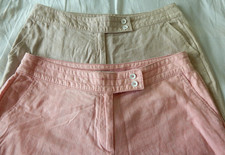 Tu Linen Trousers x 2 Sz 14S Rose & Beige Wide Leg Relaxed Casual Holiday Travel