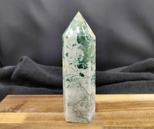 Large Tree Agate Tower Moss Agate Green & White Crystal Point 16cm