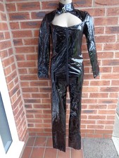 Sxxy BLACK SHINY PVC SWEETHEART CATSUIT w COLLAR * 14 uk * FXTISH * DOMINATRIX