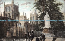 R435268 Bristol Cathedral showing Queens Statue Excelsior Series No B 1906