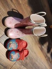 Peppa Pig Bundle Size 9 Wellies And 8/9 Sliders. Used But Good Condition