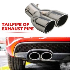 Car Rear Dual Twin Double Exhaust Pipes Tail Muffler Tip Throat Tail Pipe Chrome