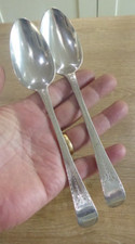 HESTER BATEMAN PAIR OF GEORGIAN STERLING SILVER SERVING SPOONS DATES C 1788