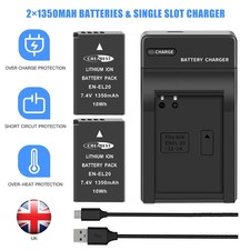 2pcs EN-EL20 EN-EL20a Battery For Nikon Coolpix P950 P1000 J1 J2 J3 S1 + Charger
