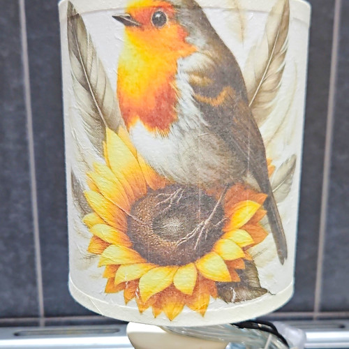 Handmade decoupaged robin - decoupaged,
