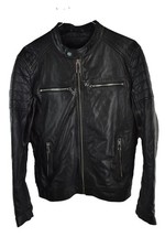 Zara Mens Faux Leather Zip Biker Jacket Size S Field 90s Rock