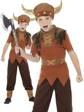 Boys Viking Costume Warrior Saxon Book Day Medieval Kids Fancy Dress 4-12 Years