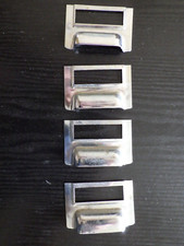 4 X Silver Vintage Label frames Metal Drawer Door Haberdashery Label Holder Pull