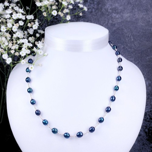 Cultured pearl necklace teal - cultured,