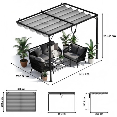 Lean wall metal pergola - to,