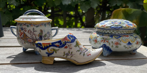 Vintage french faience lidded - french,