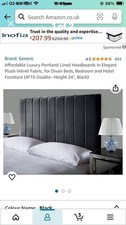 Black Lined Headboard in Plush
