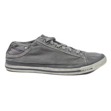 DIESEL Mens Grey Canvas Low Top Trainers UK 9.5 Casual Everyday Footwear