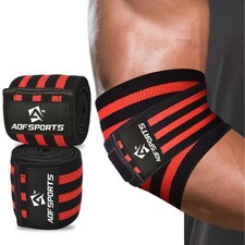 AQF HEAVYDUTY ELBOW SLEEVES SUPPORT WRAPS STRAP GYM POWER WEIGHTLIFTING PAIR 40"