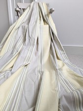 Laura Ashley Yellow Beige Striped Curtains 90 x 90 in Large Long Cotton Heavy