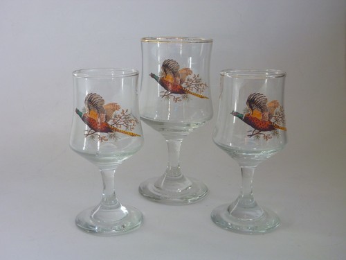 Vintage pheasant glasses 3 - pheasant,