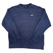 Stussy Sweatshirt Pullover Y2K Regular Crew Neck Blue Jumper Mens Large