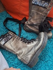 Dr.Martens 14eyes Hole Silver Glittery Boots 5uk