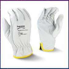 Premium Yellow Leather Driver Work Gloves Fleece Lined Lorry Truck Driving Glove