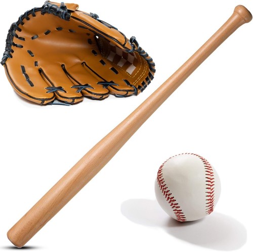 Wooden baseball bat set with - baseball,