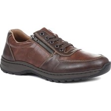 Rieker Mens Sergio Wide Fit Lace Up Zip Up Brown Shoes Size 8-12