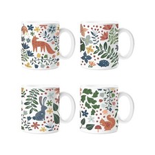 Set Of 4 Woodland-Themed Mugs