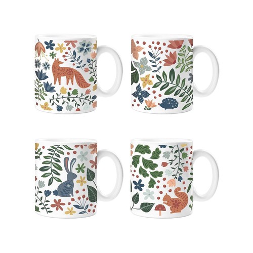 Set woodland themed mugs - set, woodland-themed