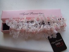 AGENT PROVOCATEUR CUTE CELIA CREAM & PINK GARTER IN GIFT BOX BNWT