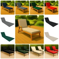 Padded Sun Lounger Cushion with Waterproof Cover Foldable Deck Chair Pad 196cm