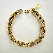 Lovely unworn vintage Monet yellow gold double-link chain bracelet 18cm lobster
