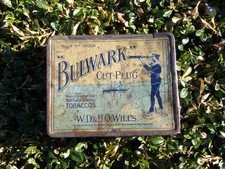 ANTIQUE WILLS BULWARK TIN Sailor Advertising Pipe Tobacco. Cut Plug. 1/2 lb size