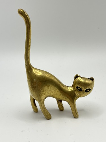 Vintage solid brass cat - solid,