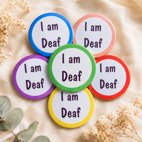 Deaf badge keyring - am, or