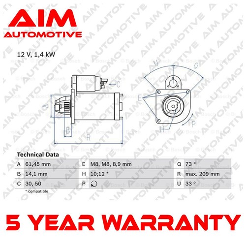 Starter motor aim fits - motor,