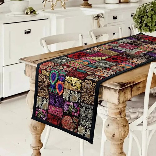 Indian cotton patchwork table - indian,