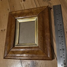 Small Old Wooden Maple Picture Frame. with gilded slip and glass 